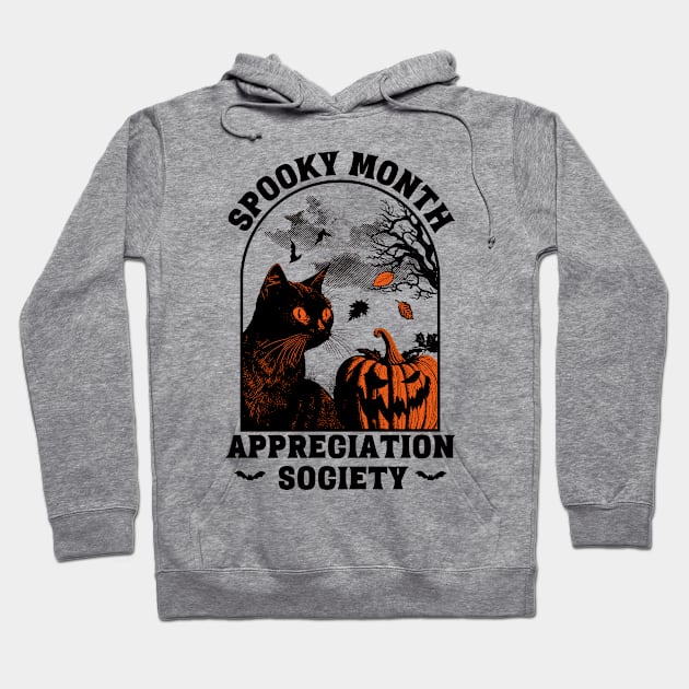 Spooky Month Appreciation Society – Halloween Black Cat Hoodie by OrangeMonkeyArt